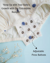 Load image into Gallery viewer, Baby Girl Gift Hamper with Cotton Romper and Swaddle - Indigo