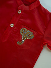 Load image into Gallery viewer, Royal Elephant | Boys Chanderi Silk Kurta and Pyjama | Red