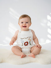Load image into Gallery viewer, Jungle Pals Playsuit | Cotton Muslin Baby Romper | White