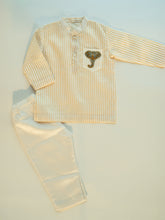 Load image into Gallery viewer, Royal Elephant | Boys Chanderi Silk Kurta and Pyjama | Golden Stripe