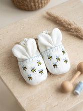 Load image into Gallery viewer, Bumble Bee Booties for Girls | Embroidered - Off -White