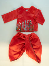 Load image into Gallery viewer, Jamna Set for Newborn Boys | Chanderi Silk | Red