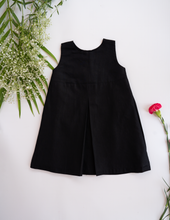 Load image into Gallery viewer, Backside picture of Little Black Dress for Girls | Detachable Collar | Cotton, baby girl dresses
