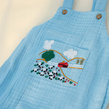 Load image into Gallery viewer, Little Countryside Playsuit | Cotton Muslin Baby Romper | Blue
