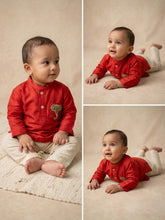 Load image into Gallery viewer, Royal Elephant | Boys Chanderi Silk Kurta and Pyjama | Red