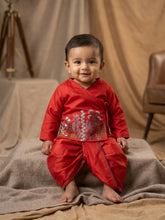 Load image into Gallery viewer, Jamna Set for Newborn Boys | Chanderi Silk | Red