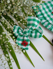 Load image into Gallery viewer, A Detachable Collar and Hair Bow set - Green Check, hair accessories, with focused picture of bow