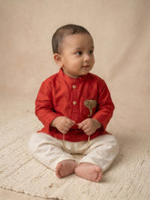 Load image into Gallery viewer, Royal Elephant | Boys Chanderi Silk Kurta and Pyjama | Red