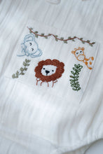Load image into Gallery viewer, Jungle Pals Playsuit | Cotton Muslin Baby Romper | White