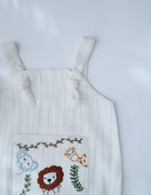 Load image into Gallery viewer, Jungle Pals Playsuit | Cotton Muslin Baby Romper | White