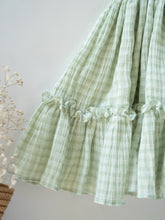 Load image into Gallery viewer, Green Check Lace Dress for Girls | Muslin Cotton