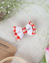 Load image into Gallery viewer, Red Check Lace Mini Bow for Infants | Hair Clip | Headband