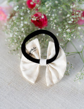 Load image into Gallery viewer, Chanderi Silk Hair Bows for Girls | Off-White