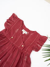 Load image into Gallery viewer, Handwoven Flutter Sleeve Top and Striped Balloon Pant Set