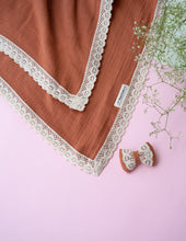 Load image into Gallery viewer, Newborn Mini Lace Bow Hair Clips | Headband | Rust Orange