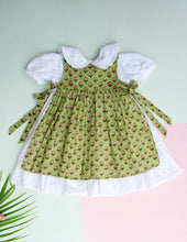 Load image into Gallery viewer, Classic White Hakoba Lace Dress with Handblocked Apron