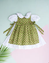 Load image into Gallery viewer, Classic White Hakoba Lace Dress with Handblocked Apron