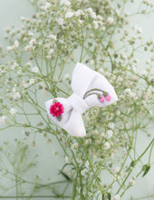 Load image into Gallery viewer, Newborn Mini Bow White | Hand Embroidered