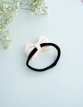 Load image into Gallery viewer, Newborn Mini Lace Bow | Headband | Off White