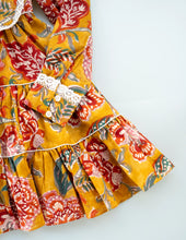 Load image into Gallery viewer, Golden Blossom Tiered Cotton Dress for Girls