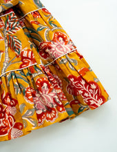 Load image into Gallery viewer, Golden Blossom Tiered Cotton Dress for Girls