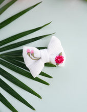 Load image into Gallery viewer, Newborn Mini Bow White | Hand Embroidered