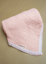 Load image into Gallery viewer, Organic Muslin Baby Swaddle/Blanket With Lace | Soft Pink Heart Wrap