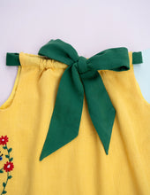 Load image into Gallery viewer, Organic Bow Tie Ruffle Dress | Yellow & Green
