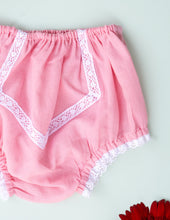Load image into Gallery viewer, Organic Cotton Mul Baby Bloomers | Lace Diaper Cover| Pink