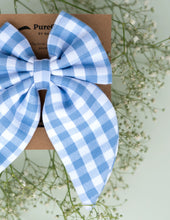 Load image into Gallery viewer, Blue Classic Check Big Bow | Hair Clip