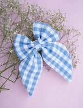 Load image into Gallery viewer, Blue Classic Check Big Bow | Hair Clip