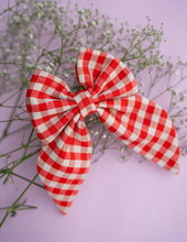 Load image into Gallery viewer, Ruby Gingham Charm Bow | Big Bow Hair Clip | Red
