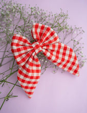 Load image into Gallery viewer, Ruby Gingham Charm Bow | Big Bow Hair Clip | Red