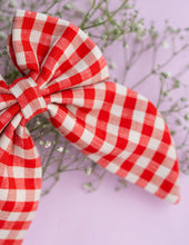 Load image into Gallery viewer, Ruby Gingham Charm Bow | Big Bow Hair Clip | Red