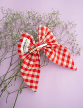 Load image into Gallery viewer, Ruby Gingham Charm Bow | Big Bow Hair Clip | Red
