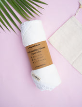 Load image into Gallery viewer, Lace-Trimmed Organic Cotton Swaddle Blanket | White