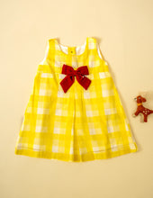 Load image into Gallery viewer, Vintage Bow Dress for Girls | Yellow Check