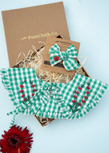 Load image into Gallery viewer, Detachable Collar and Hair Bow set - Green Check
