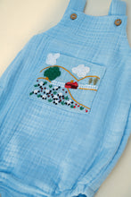 Load image into Gallery viewer, Baby Boy Gift Hamper with Cotton Romper and Swaddle | Little Meadows | Blue