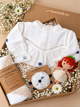 Load image into Gallery viewer, Baby Girl Gift Hamper with Cotton Romper and Swaddle - Polka Dot