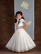 Load image into Gallery viewer, Royal Elephant Embroidery Skirt and Top Set | Off-White & Gold Stripes