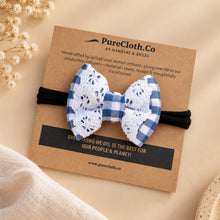 Load image into Gallery viewer, Newborn Mini Bow | Hair Clips | Headband | Blue Check