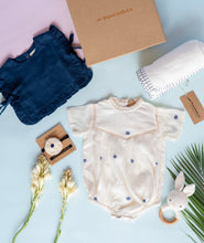Load image into Gallery viewer, Baby Girl Gift Hamper with Cotton Romper and Swaddle - Polka Dot