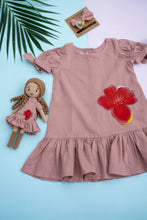 Load image into Gallery viewer, Scarlet Blossoms Cotton Frock | Girls | Handpainted