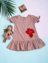 Load image into Gallery viewer, Scarlet Blossoms Cotton Frock | Girls | Handpainted
