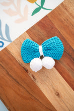 Load image into Gallery viewer, Knitted Bow Hair Clips | Blue