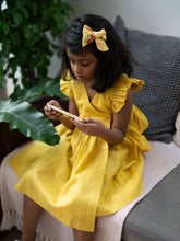 Load image into Gallery viewer, Organic Flutter Sleeve Wrap dress - Baby Yellow