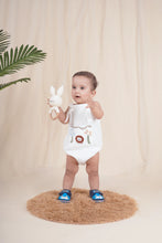 Load image into Gallery viewer, Baby Boy Gift Hamper with Cotton Romper and Swaddle | Little Meadows | White