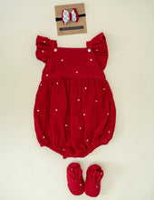 Load image into Gallery viewer, Organic Baby Romper for Girls - Red Heart
