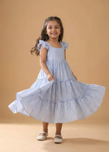 Load image into Gallery viewer, Sun Kissed Layered Dress - Mul Cotton - Blue Stripe